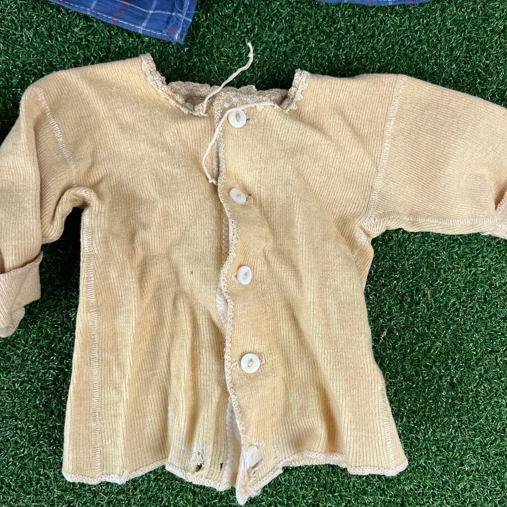 Vintage Set of 4 Assorted Doll Clothing Dress Cardigan Sweater